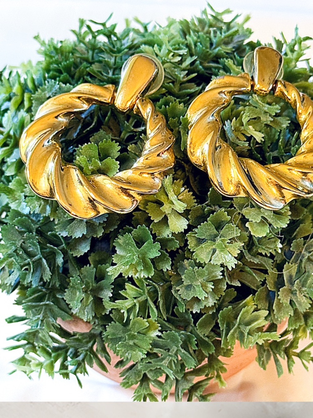 Vintage GIVENCHY 80s Gold Door Knocker Pierced Power Dressing Earrings - Picture 6 of 6